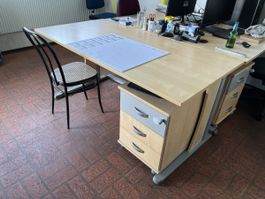Bürotisch Schreibtisch 160cm mit Schubladenstock