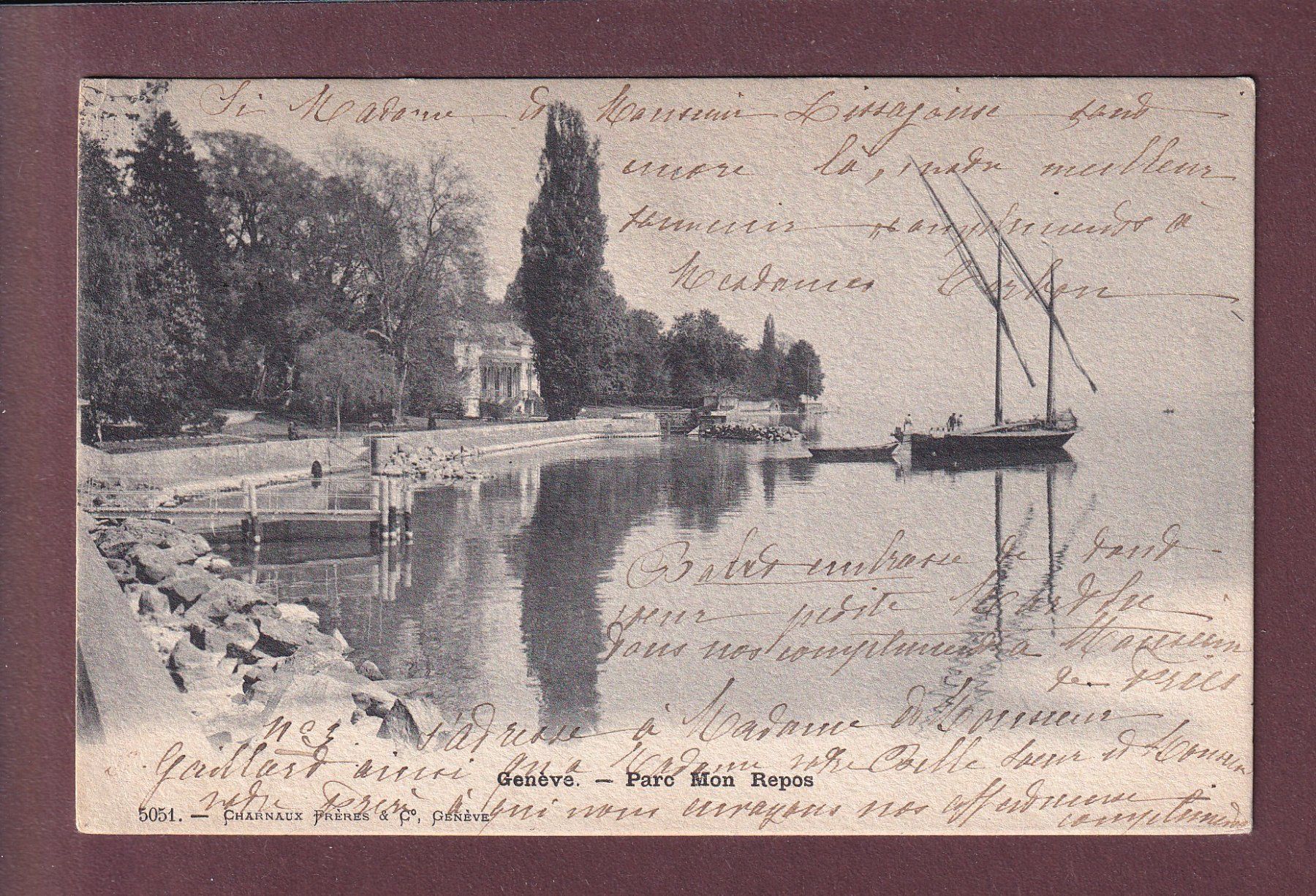 Cartoline postali: GENEVE - Parc Mon Repos - 1901 – Usato da Pully venduto da nicecards