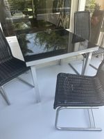 3 Rattanstühle Designer Schwarz/Silber