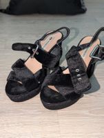 Riemchen Sandalen schwarz Samt Grösse 37 neuwertig