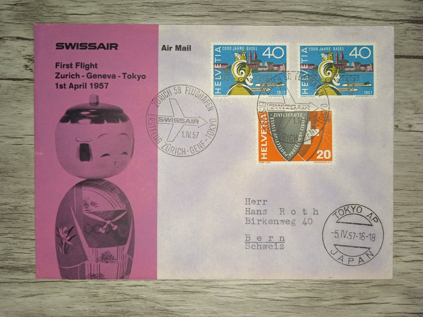 Alle Briefmarken: TR16 Enveloppe  + Timbre Suisse 1957 – Gebraucht aus Cousset von Patrick_Collections
