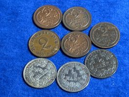 8 verschiedene deutsche Münzen sehr alte