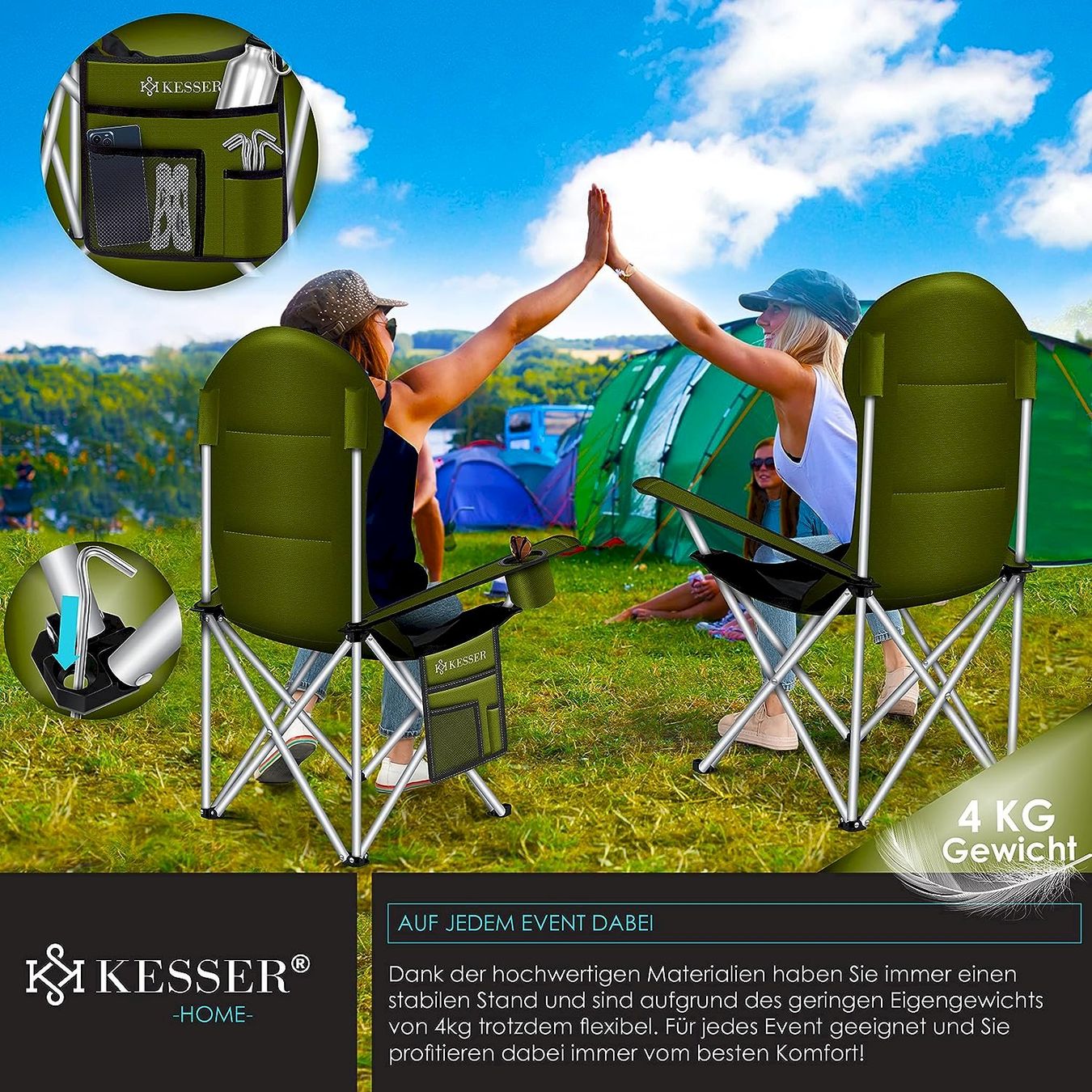 Mobili da campeggio: KESSER Campingstuhl Khaki / Schwarz – Nuovo e nell'imballaggio originale da Bottighofen venduto da zaap 7