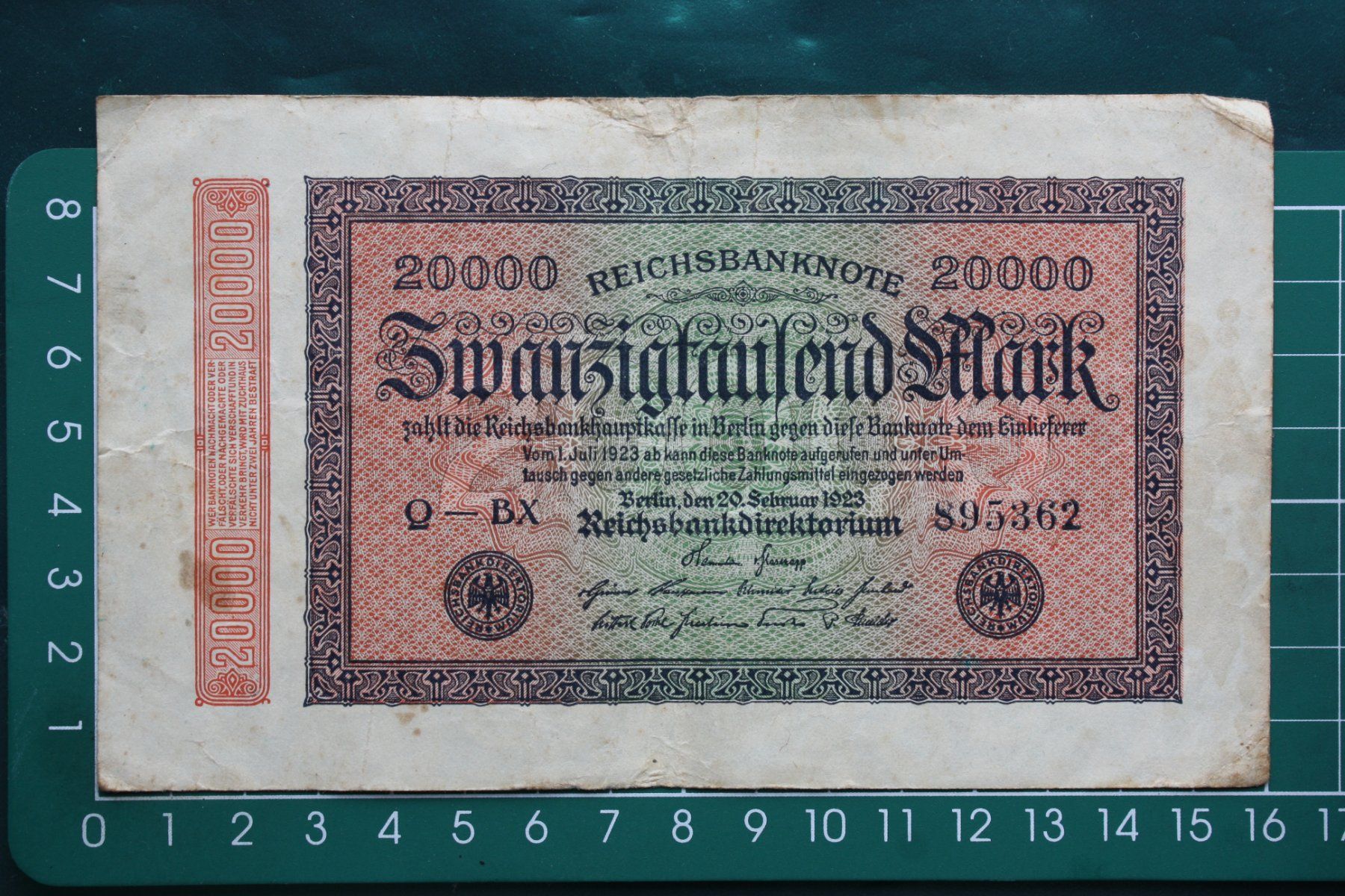 Banconote: currency reichsbanknote 20000 Mark 1923 – Usato da Laupen BE venduto da Gufi57