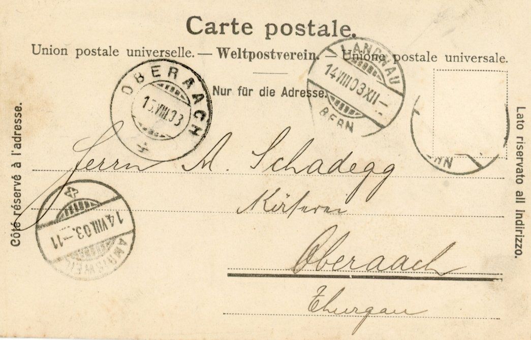 Cartoline postali: Langnau  BE       um  1 9 0 3 – Usato da Brig venduto da Valcards54 1