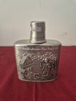 Flachmann Zinnflasche mit Jäger / Jagtmotiv