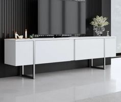 MODATTE TV-Kommode, Luxe, weiss-silber (26053097PL)