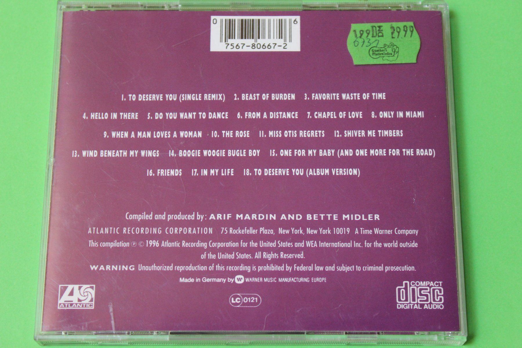 CD: Bette Midler - Experience the Divine - Greatest Hits CD 1996 – Usato da Tübach venduto da JamesStone 3