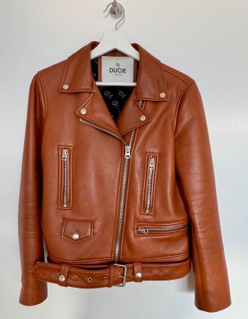 DUCIE London Damen Leder Biker Jacke Größe M