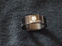 Ring Edelstahl Be Happy schwarz