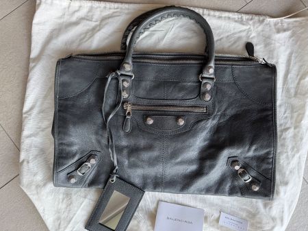 BALENCIAGA MOTOCROSS CLASSIC TOTE BAG GROSS IN GRAU