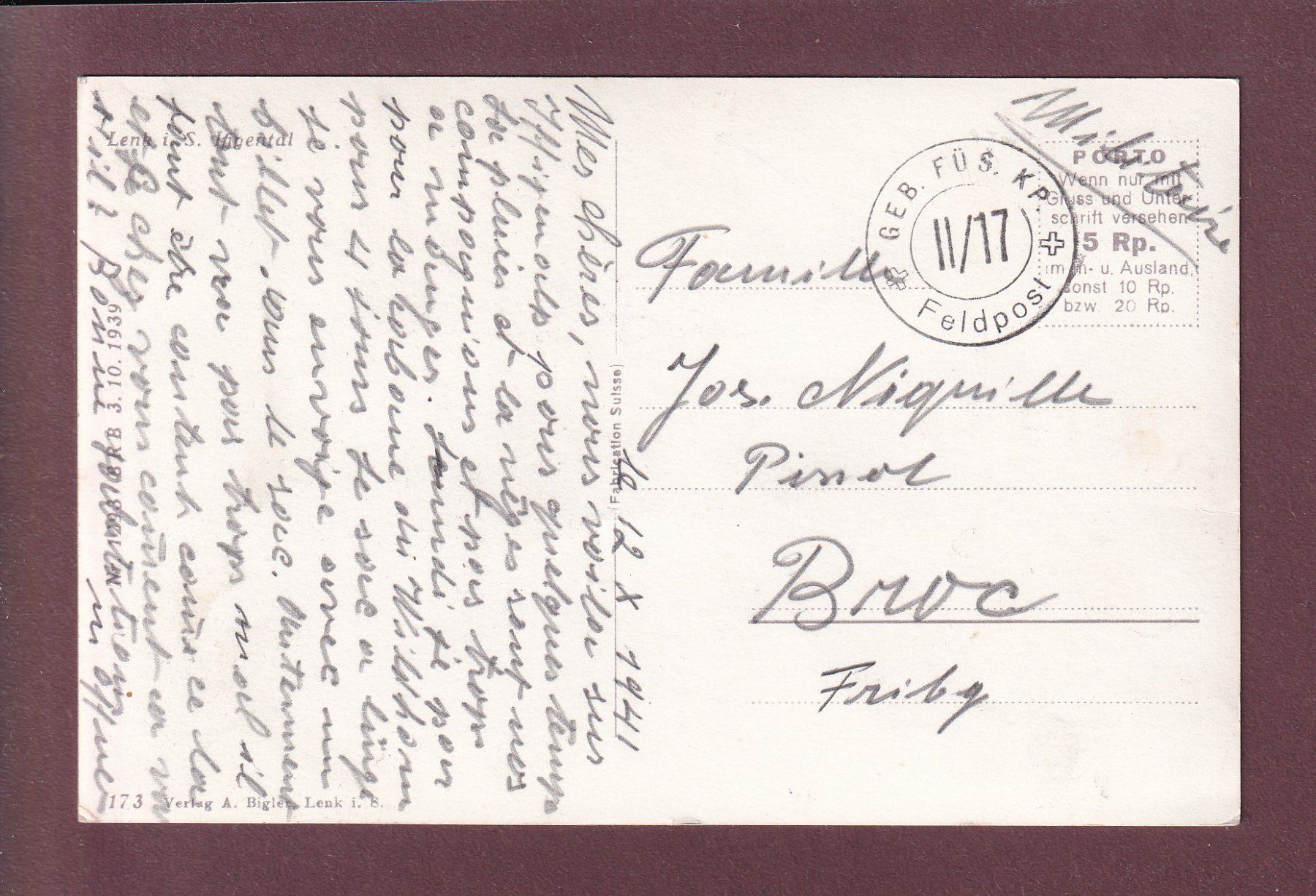 Ansichtskarten: LENK - Ifigental  - 1941 Feldpost – Gebraucht aus Pully von nicecards 1