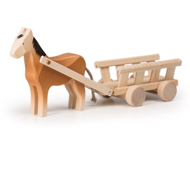 Trauffer Spielzeuge: Trauffer Pferd m. Wagen, Holz, 28cm, neu – Neu und originalverpackt aus Turbenthal von TopToys