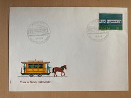 Schweiz 1982 Sonderstempel 100 J. ZÜRI-TRAM+Marke+Cachet
