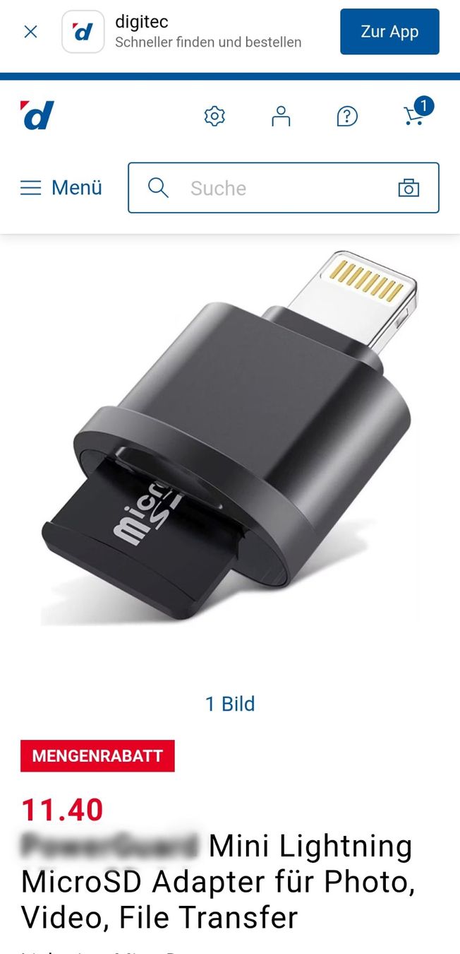 Unità & Adattatore: iPhone / iPad MicroSD Kartenlesegerät / Digitec CHF 11.40 – Nuovo e nell'imballaggio originale da Uster venduto da -FPS- 1