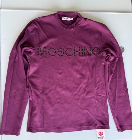 MOSCHINO Embossed Logo Long Sleeve T Shirt L - 💯 Original