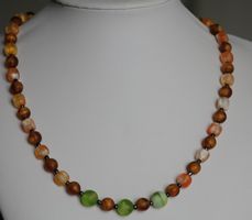 NEU: Modeschmuck Kette Collier Glasperlen und Edelstahl