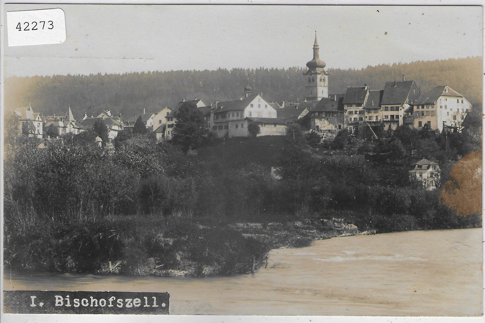Cartoline postali: Bischofszell von der Thur aus gesehen – Usato da Ettingen venduto da Kartenplanet