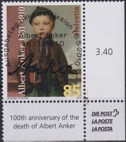 2010, Nr.1353 "Albert Anker" mit ET-Voll-Stempel +ECKTABS.