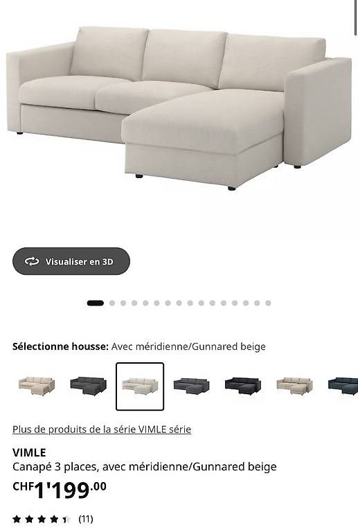 Divani: Vendo VIMLE divano Ikea 3 posti con chaise longue  – Usato da Sorengo venduto da JackBrown84 3
