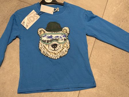 Pull T-shirt manches longues ours skieur cool bleu 122 - 128
