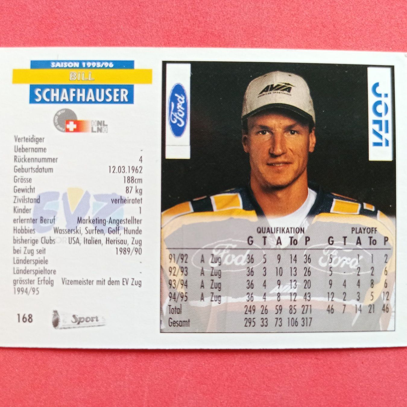Carte collezionabili: Bill Schaffhauser - EV ZUG - 1995/96 – Usato da Dübendorf venduto da kb86_MOVIE 1