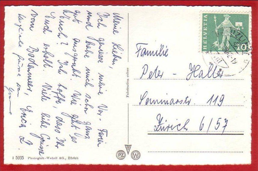 Cartoline postali: PFEFFIKON – Usato da Grüningen venduto da Kartenlaube 1