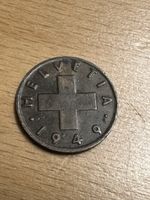 Schweizer 1 Rappen Münze Helvetia Jahrgang 1949 B