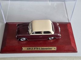 AWZ P70 Limousine Modellauto Bordeaux/Beige 1:43 Rarität