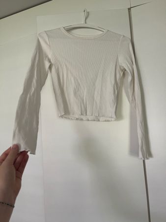 Pull&Bear Top, Weiss, Rippstrick, Gr. M, Sommerlich