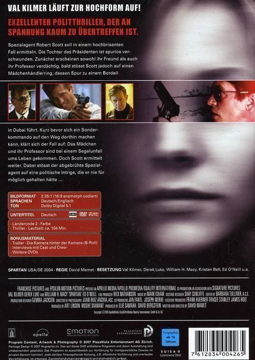 Tutti i DVDs: Spartan (Val Kilmer) – Nuovo (secondo la descrizione) da Volketswil venduto da Fraese1 1