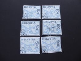 6 Stück Stickerei Marke E.T. entwertet