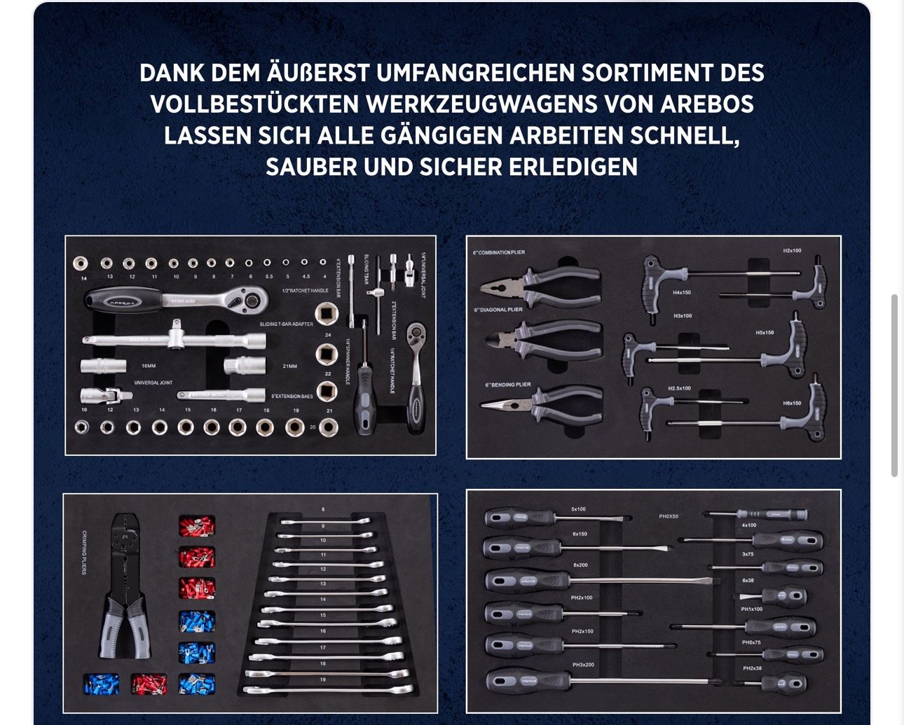 Tutti gli attrezzi: Werkzeugwagen - 4 Fächer inkl. Werkzeug blau – Nuovo e nell'imballaggio originale da Amriswil venduto da JaJa-Express 1