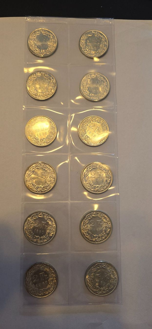Tutti le monete: 12x 2chf 1960-1967 ab 1.- – Usato da Fribourg venduto da yan_z5fr