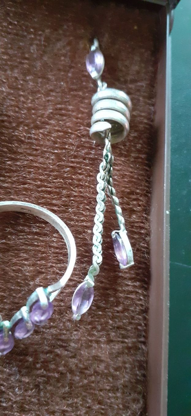 Boucles d'oreille: Ohrstecker + Ring Amethyst Silber 1950er – D'occasion à Mörschwil par wunderkiste44 6