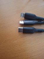 USB Ladegerät 3-fach Kabel Schwarz