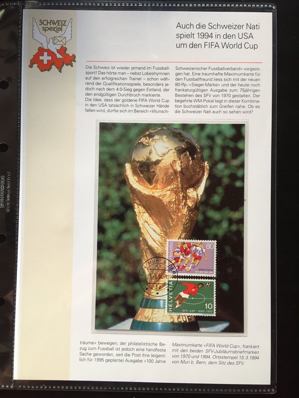 Alle Briefmarken: Maximumkarte Fussball WM 1994 – Gebraucht aus Nesslau von zueri6