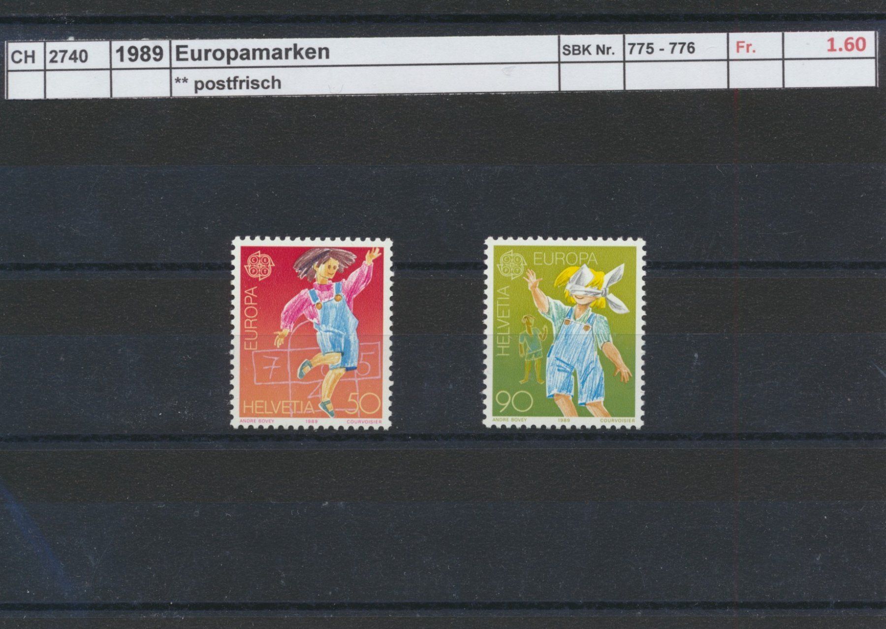 Alle Briefmarken: 1989 "Europamarken", ** postfrisch – Neu (gemäss Beschreibung) aus Winterthur von Zupogeru