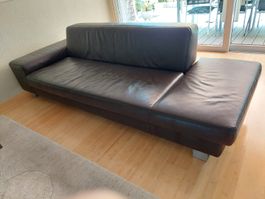 Sofa, Leder, dunkelbraun 