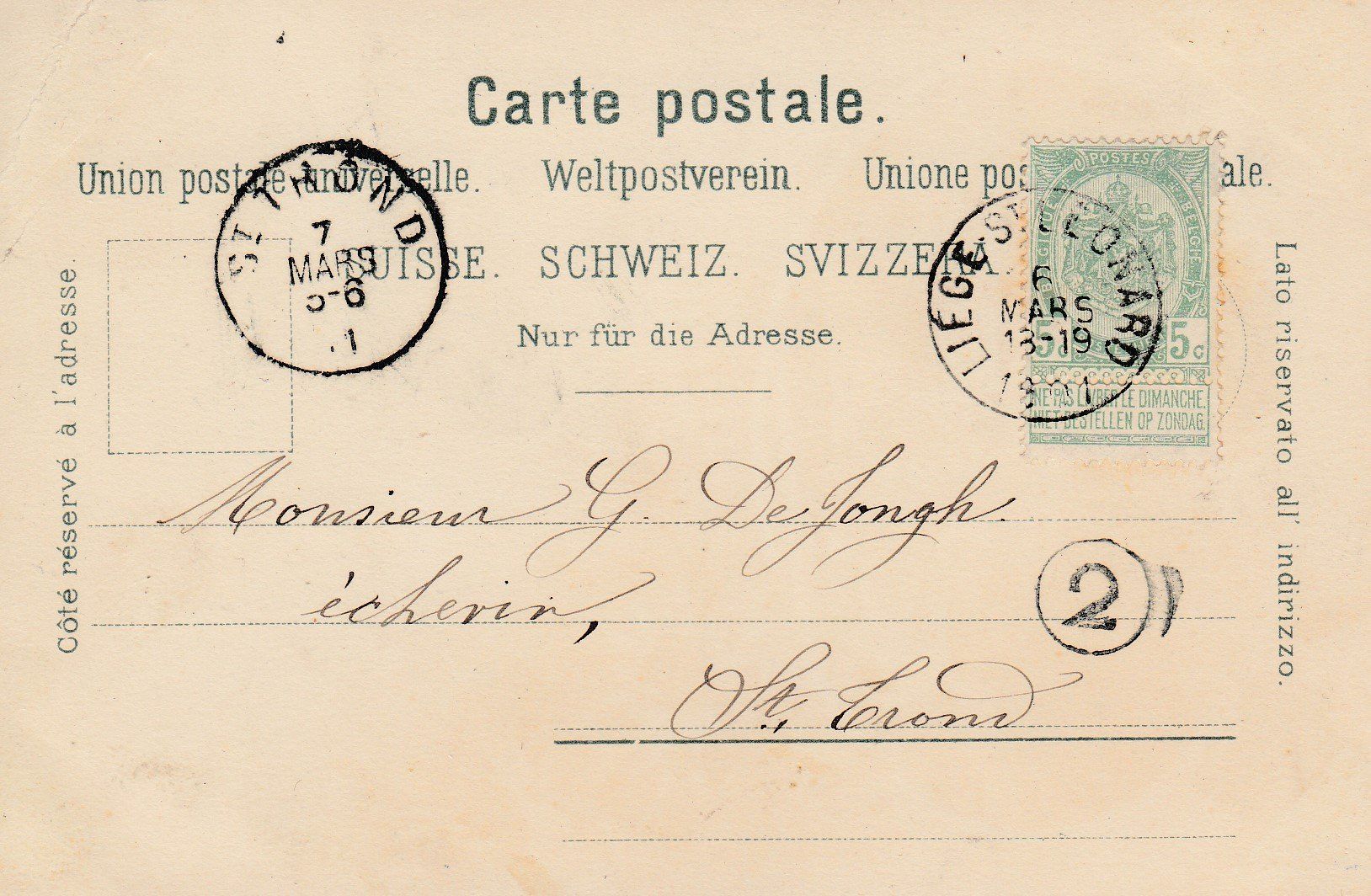 Cartoline postali: St. Beatenberg  BE      um  1 9 0 2 – Usato da Brig venduto da Valcards54 1