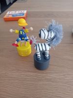 Wackelpuppen Zebra und Clown Holz Spielzeug guter Zustand