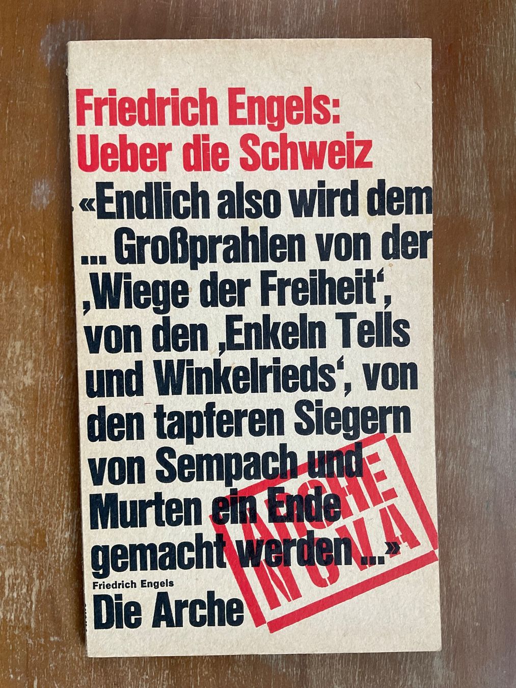 Bücher: Friedrich Engels; Über die Schweiz (Sonderbundskrieg)   * – Gebraucht aus Zürich von Tolima194