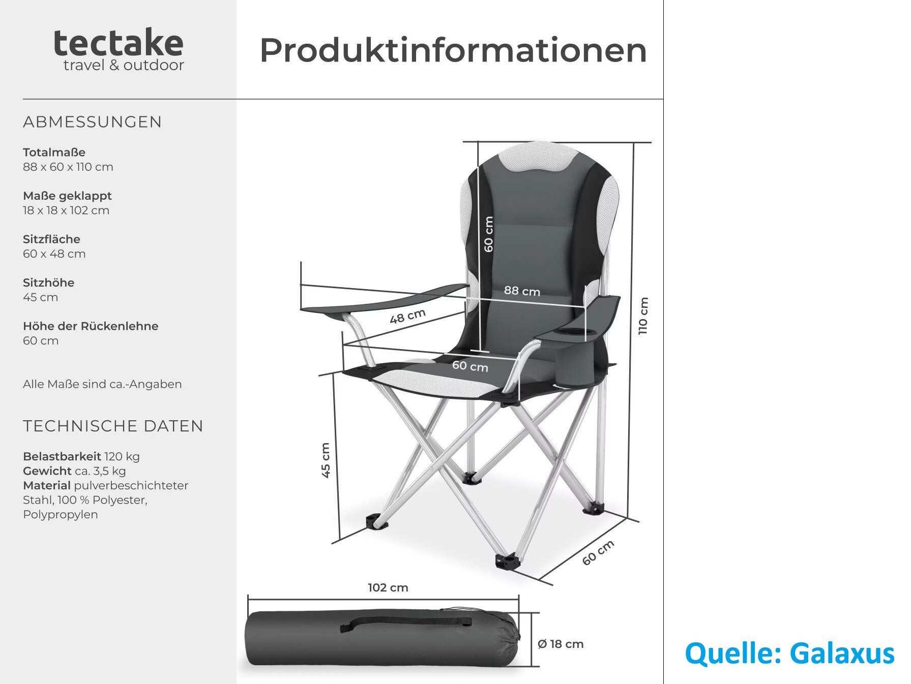 TecTake Chaises: tectake Campingstuhl – Neuf (Voir description) à Rüti ZH par Restwert_Rueti_ZH 8