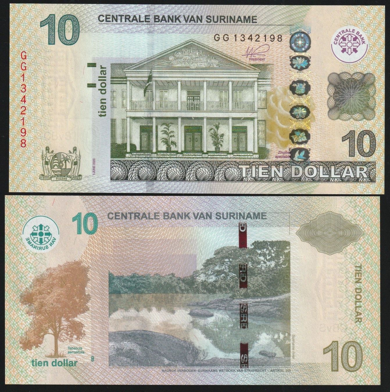 Banconote: Suriname 10 Dollar UNC 2020 – Nuovo (secondo la descrizione) da Naters venduto da Radman