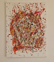 Tableau abstrait peinture acrylique multicolore 