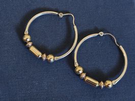 Creolen Silber Rosegold Gelbgold mit Kugeln guter Zustand