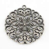 Grosser runder Anhänger, antik Silbern, 67x61mm , 1 Stück
