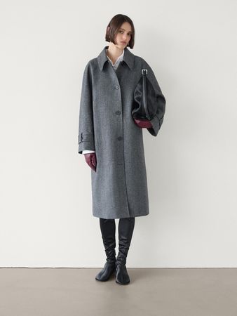 use:  Massimo Dutti Grey Herringbone Coat – New with Tags