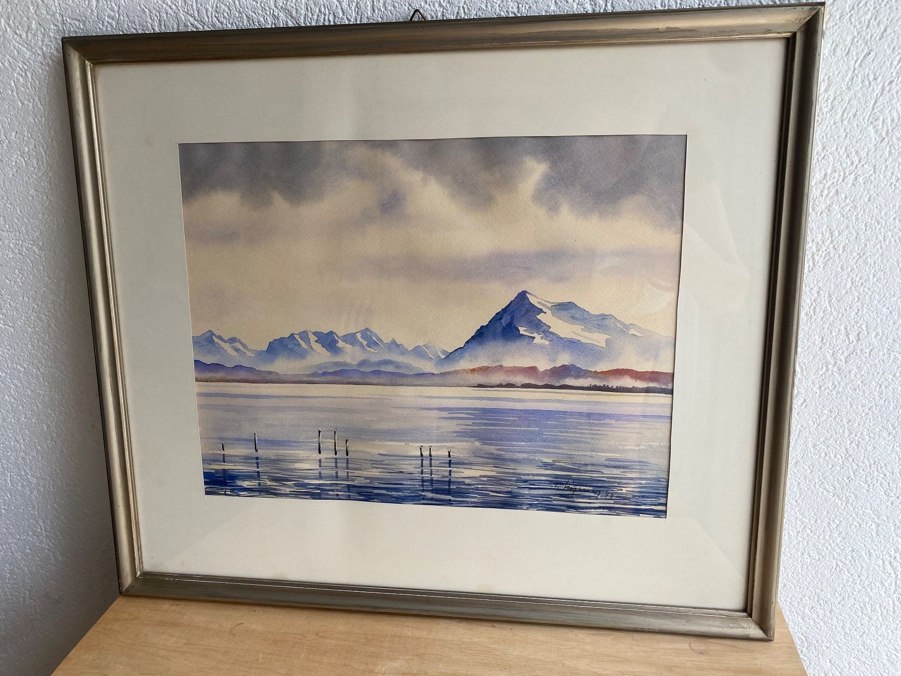 Tableaux: Aquarell, Thunersee mit Niesen, gerahmt – D'occasion à Burgdorf par gre_2ftz