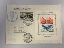 1938 Ballon Flugpost, Aarau Nationale Briefmarkenausstellung